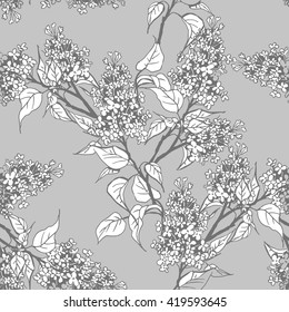 Seamless Pattern of Lilac Twigs