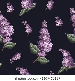 Seamless pattern with lilacs. Vector