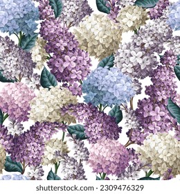 Seamless pattern with lilacs. Vector