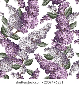 Seamless pattern with lilacs. Vector Arkistovektorikuva