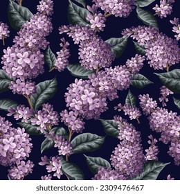 Seamless pattern with lilacs. Vector