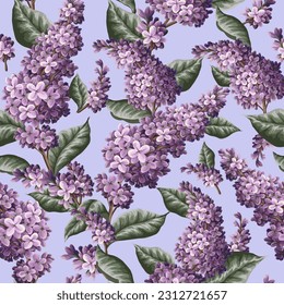 Seamless pattern with lilacs. Vector