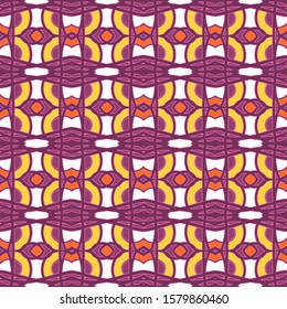 Seamless pattern in lilac-violet colors with the addition of white and yellow elements. Art Nouveau ornament. Vector illustration