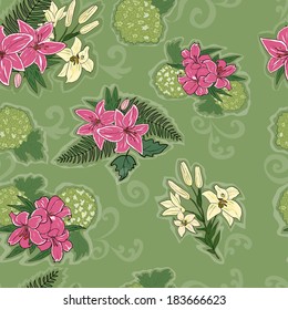 seamless pattern with lilies