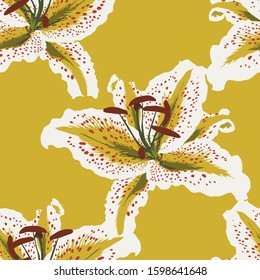 Seamless pattern with lilies. Abstract background texture.