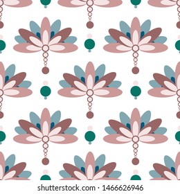 Seamless pattern with lilies and ellipses