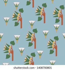 Seamless pattern of lilies flowers in Ancient Egyptian style . Seamless pattern can be used for wallpaper, pattern fills, surface textures vector illustration.