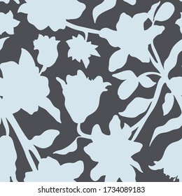 Seamless pattern of lilies flowers vector. Hand drawn graphic texture for design, cosmetics, fabric textile, wallpaper, wrapping paper.