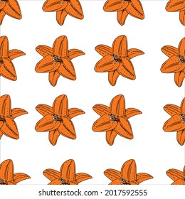 seamless pattern lilies on a white background