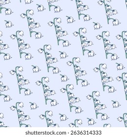 Seamless pattern with lilies of the valley. Flowers elements for seasonal backgrounds, templates, wallpaper, cards.