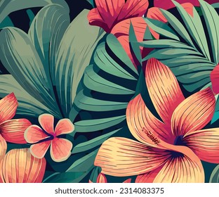 seamless pattern with lilies vector background
