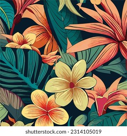 Seamless pattern with lilies vector background