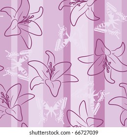 seamless pattern with lilies, vector illustration