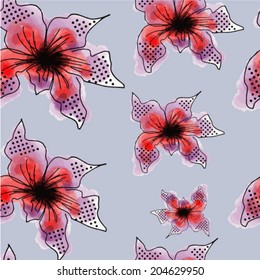 Seamless pattern with lily