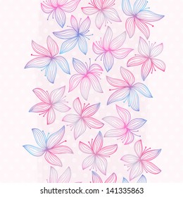 Seamless pattern with lily. Abstract background with flowers. Hand drawn floral pattern. Vector illustration