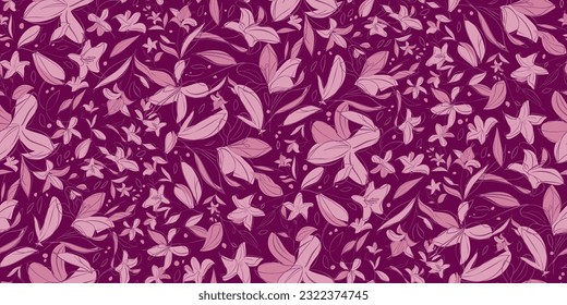 Seamless pattern lily flower Contemporary feminine botanical floral print fabrics textile.