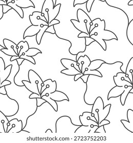 Patrón sin fisuras con flor de lirio en estilo doodle en Vector. Elemento para diseño de decoración impresión de fondo de fondo envoltura textil de Anuncio de Fondo de pantalla