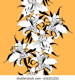 Seamless pattern with lily flower.Floral vector print.Textile texture