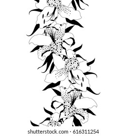 Seamless pattern with lily flower.Floral vector print.Textile texture