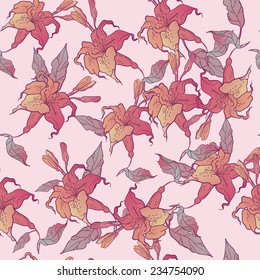 Seamless pattern with Lily flowers