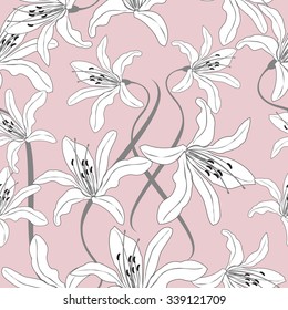 Seamless pattern with lily flowers.