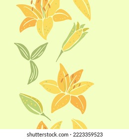 Patrón sin foco con flores de lirio. Hermosas plantas decorativas.
