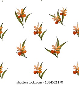 Seamless pattern with lily flowers. Endless texture for your design. Vector.