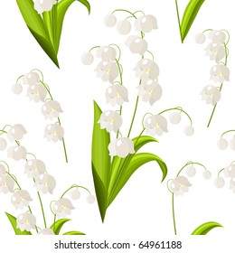 Seamless pattern with lily of the valley