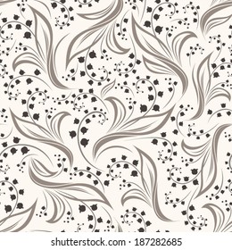 Seamless pattern with lily of the valley flowers. Vector illustration.