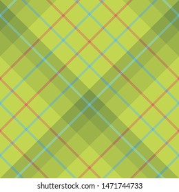 Seamless pattern in lime green, blue and red colors for plaid, fabric, textile, clothes, tablecloth and other things. Vector image. 2
