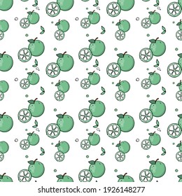 Seamless pattern. Lime green on a white background. Design, layout, background, packaging, print.