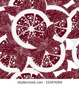 Seamless pattern of lime and mint leaves. Stylish vector print 