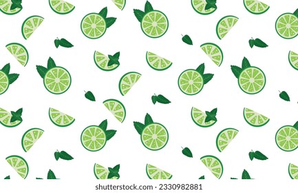 Seamless pattern lime mint. Vector illustration. Vector background
