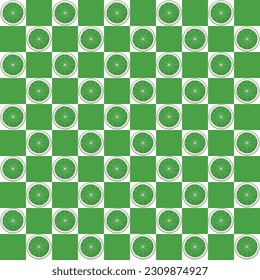 seamless pattern with lime slices on chessboard for banners, cards, flyers, social media wallpapers, etc.