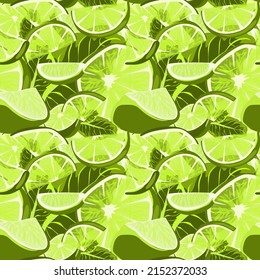 Seamless pattern with lime slices. Vector citrus fruit pattern. Summer design with juicy useful fruit. Vector pattern for fabric, packaging fresh summer juicy concept