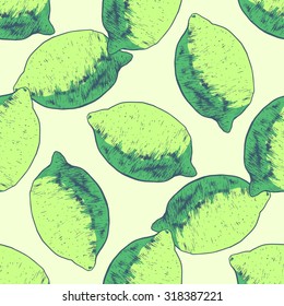 Seamless pattern lime. Vector hand-drawn illustration