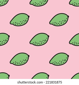 Seamless pattern with lime. Vector illustration. Hand-drawn background. 