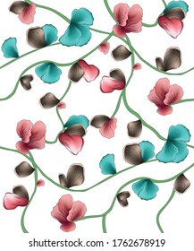 patrón impecable. Las hojas y bayas de Linden se ramifican sin fisuras sobre fondo rosa de tono suave. Ilustración de jardín de otoño pintada a mano