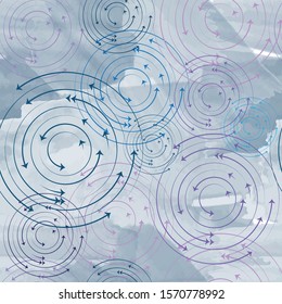 seamless pattern of line arrow circle in watercolor background ,vector illustration.