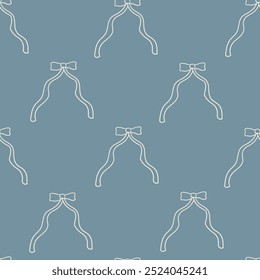 Patrón sin fisuras con arcos de arte de línea. Fondo de contorno de Vector con cintas en estilo retro. Coqueta y núcleo de ballet