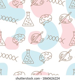 Seamless Pattern Line Art Little Kids