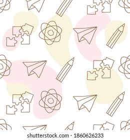 Seamless Pattern Line Art Little Kids