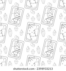 Nahtlose Muster, Line Art, Tarot Cards, okultistische Magie 