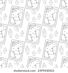 Nahtlose Muster, Line Art, Tarot Cards, okultistische Magie 
