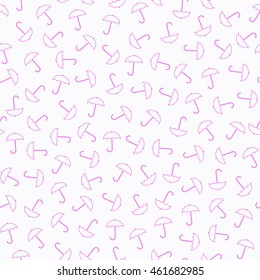 Seamless Pattern of Line Art of Umbrella Scattered and Oriented Randomly.