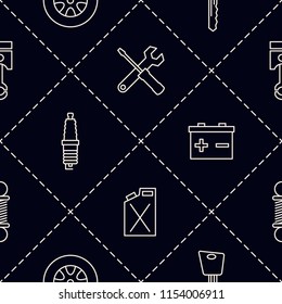 Seamless pattern with line car service icons for your design