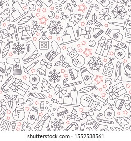 Seamless pattern with line Christmas ornament