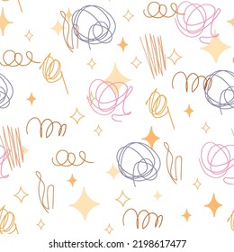seamless pattern with line drawing. Childish pattern for fabric, wrapping, clothing, textile, wallpaper, pajamas, kids apparel, beddings
