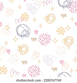 seamless pattern with line drawing. Childish pattern for fabric, wrapping, clothing, textile, wallpaper, pajamas, kids apparel, beddings