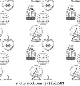 Patrón sin fisuras. Dibujo de líneas de símbolos de invierno. Para tu diseño.